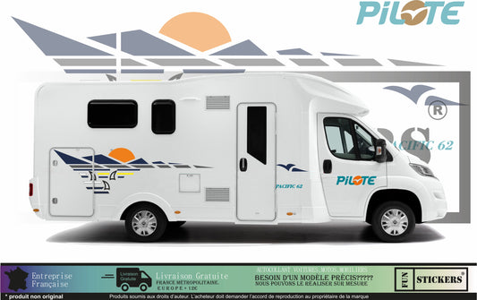 Sticker kit décoration intégrale pilote Pacific 62 – Compatible toutes marques camping-car