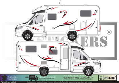 Sticker kit décoration latérale tribal motif – Compatible toutes marques camping-car