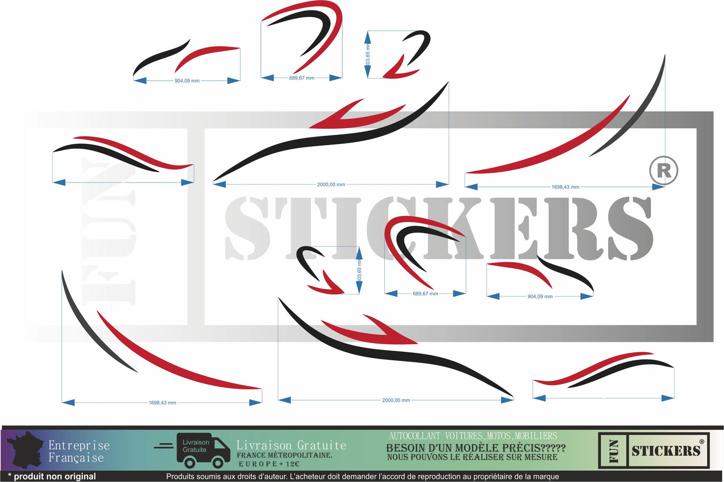 Sticker kit décoration latérale tribal motif – Compatible toutes marques camping-car