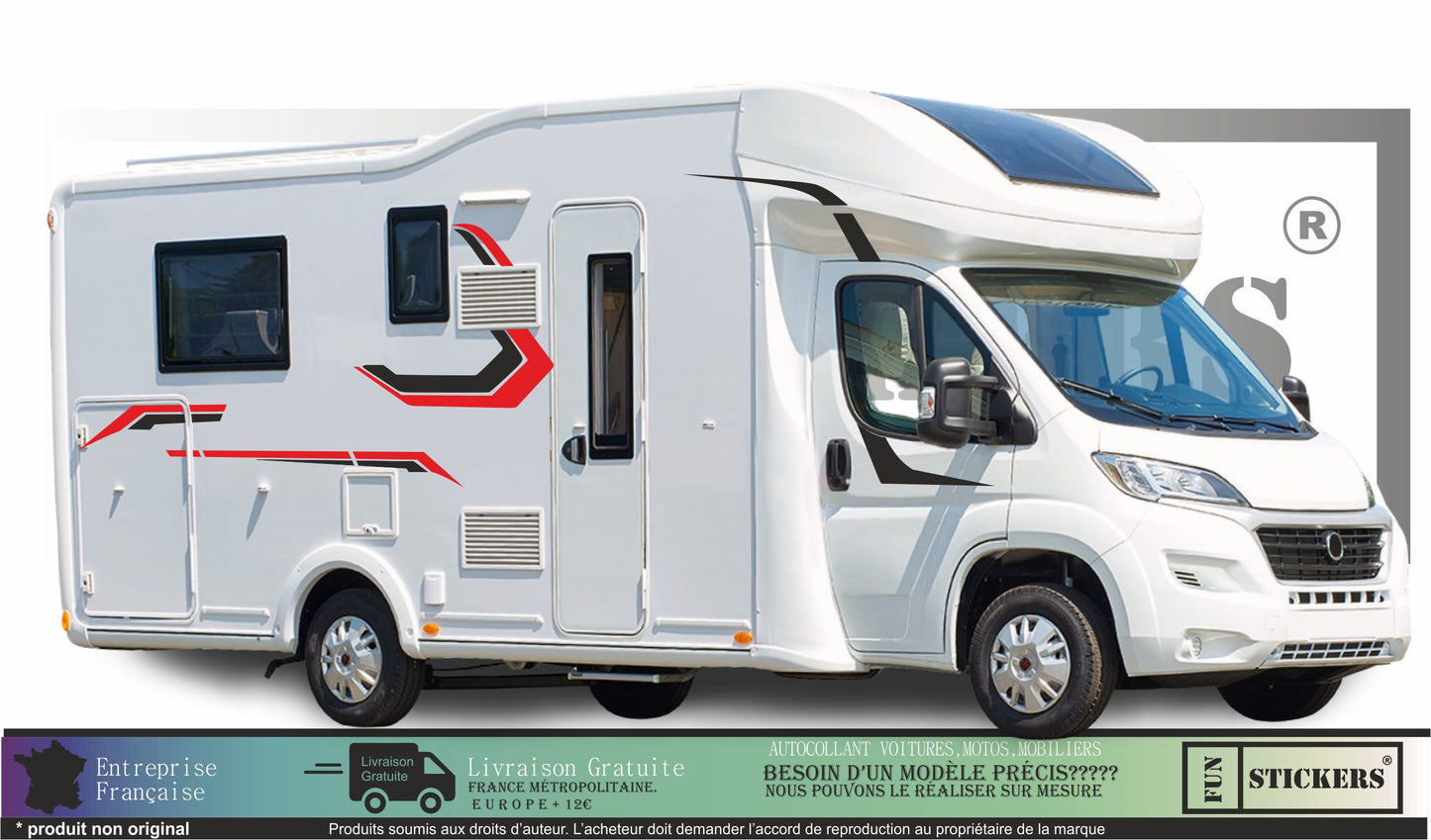 Sticker kit décoration latérale tribal motif – Compatible toutes marques camping-car