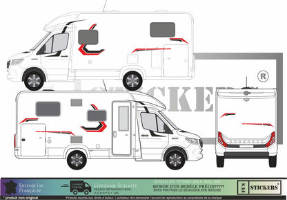 Sticker kit décoration latérale tribal motif – Compatible toutes marques camping-car