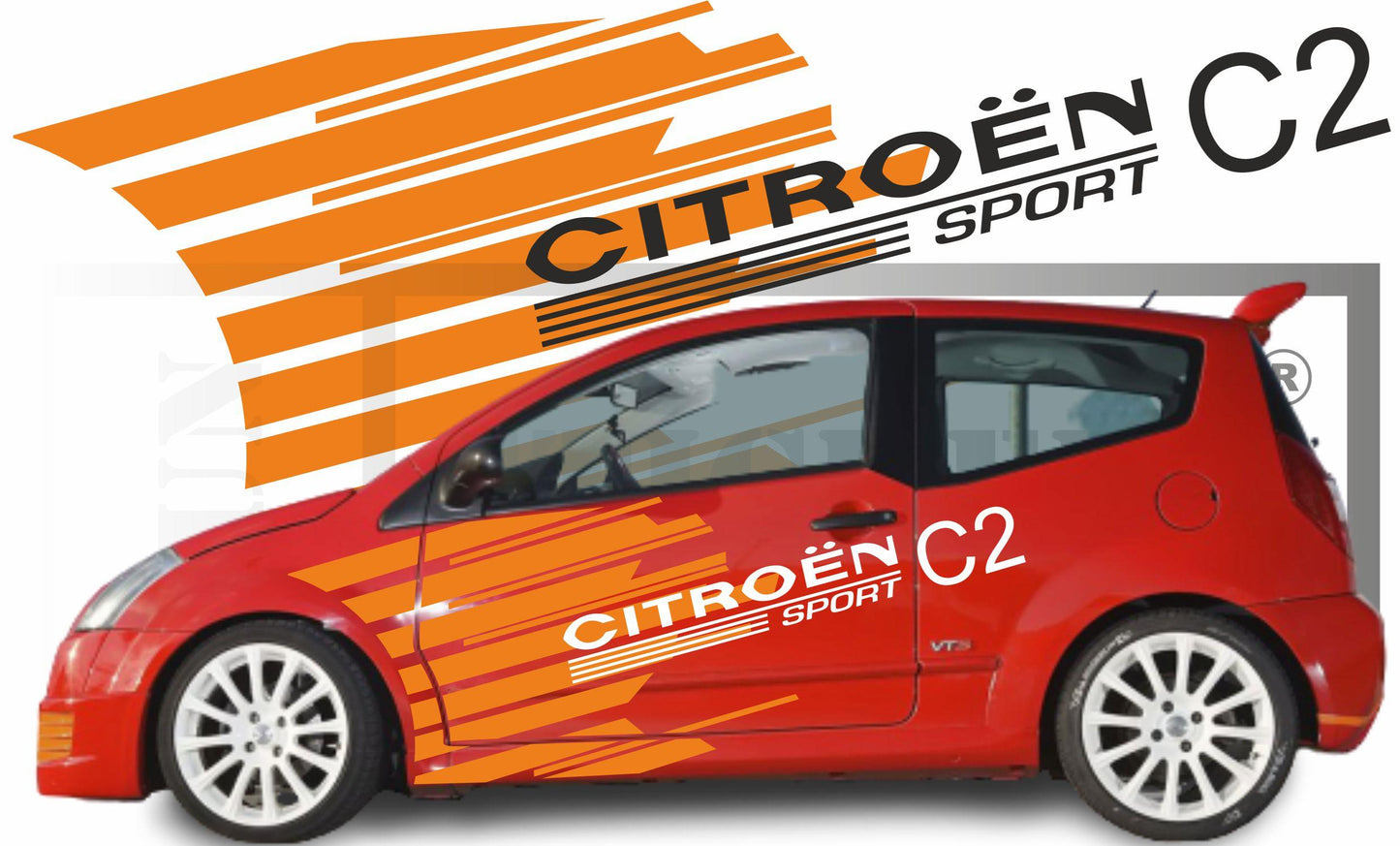 Sticker kit décoration latérales – Compatible toutes Citroen C2