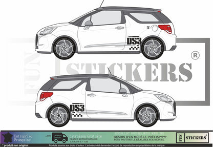 Sticker kit décoration latérale DS3 – Compatible toutes Citroën DS3