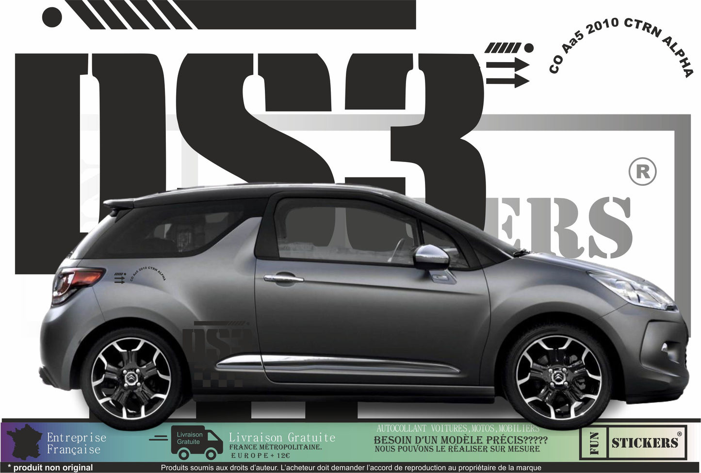 Sticker kit décoration latérale DS3 – Compatible toutes Citroën DS3