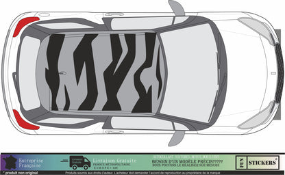 Sticker kit décoration toit zebre DS3 – Compatible toutes Citroën DS3