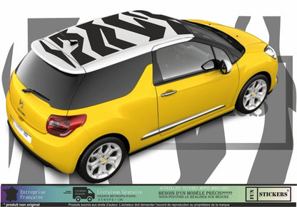Sticker kit décoration toit zebre DS3 – Compatible toutes Citroën DS3