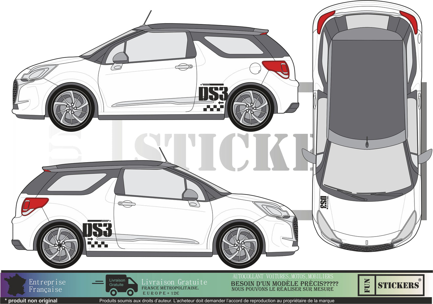 Sticker kit décoration intégral DS3 – Compatible toutes Citroen DS3