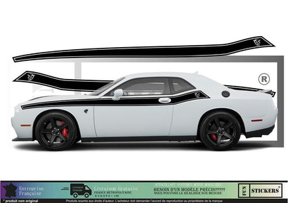 Sticker kit décoration latérales bandes  – Compatible toutes DODGE challenger