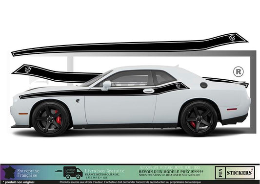 Sticker kit décoration latérales bandes  – Compatible toutes DODGE challenger