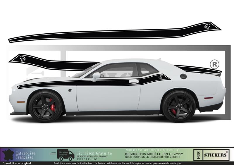 Sticker kit décoration latérales bandes  – Compatible toutes DODGE challenger