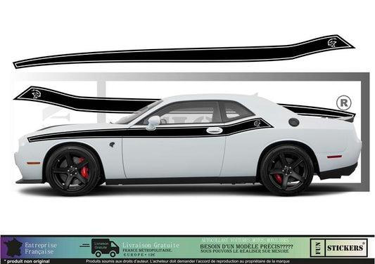 Sticker kit décoration latérales bandes  – Compatible toutes DODGE challenger