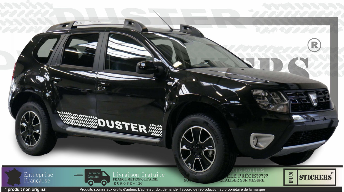 Sticker kit décoration latérale traces pneus Dacia Duster – Compatible toutes DUSTER