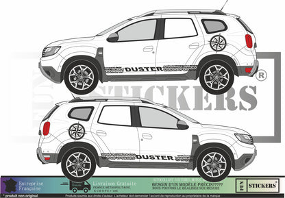Sticker kit décoration latérale traces pneus Dacia Duster – Compatible toutes DUSTER