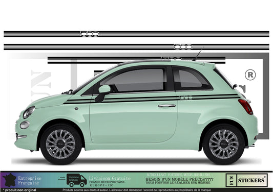 Sticker kit décoration bandes latérales 500  – Compatible toutes Fiat 500