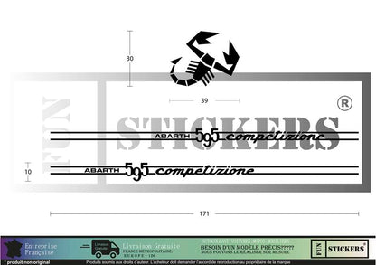 Sticker kit décoration bandes latérales bas de caisse competizione 500  – Compatible toutes Fiat 500