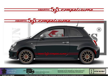 Sticker kit décoration bandes latérales bas de caisse competizione 500  – Compatible toutes Fiat 500