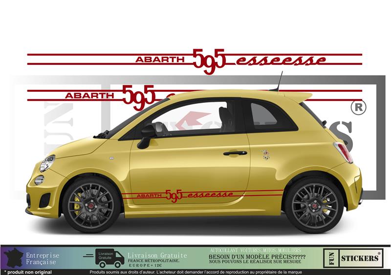 Sticker kit décoration bandes latérales bas de caisse esseesse 500  – Compatible toutes Fiat 500