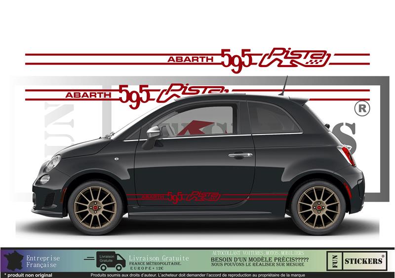 Sticker kit décoration bandes latérales bas de caisse pista 500  – Compatible toutes Fiat 500