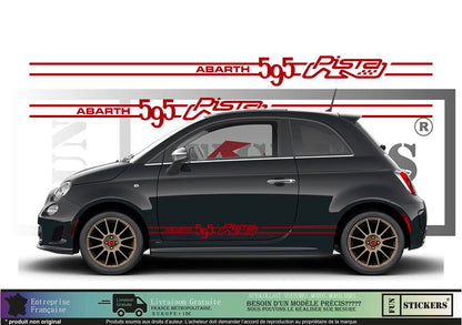 Sticker kit décoration bandes latérales bas de caisse pista 500  – Compatible toutes Fiat 500