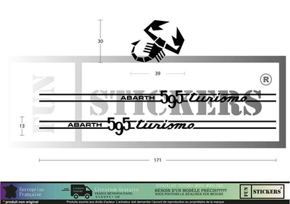 Sticker kit décoration bandes latérales bas de caisse turismo 500  – Compatible toutes Fiat 500