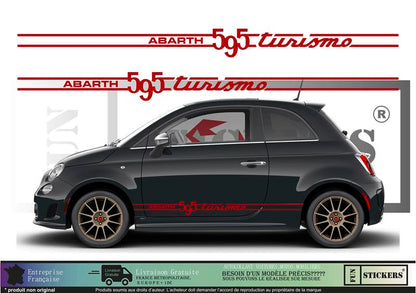 Sticker kit décoration bandes latérales bas de caisse turismo 500  – Compatible toutes Fiat 500