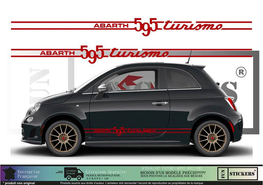 Sticker kit décoration bandes latérales bas de caisse turismo 500  – Compatible toutes Fiat 500
