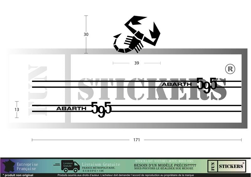 Sticker kit décoration bandes latérales bas de caisse 500  – Compatible toutes Fiat 500