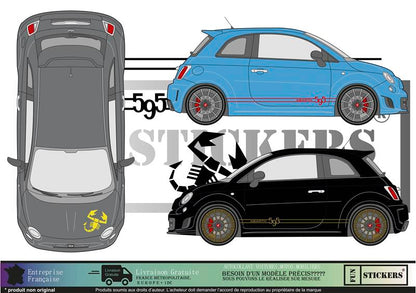 Sticker kit décoration bandes latérales bas de caisse 500  – Compatible toutes Fiat 500