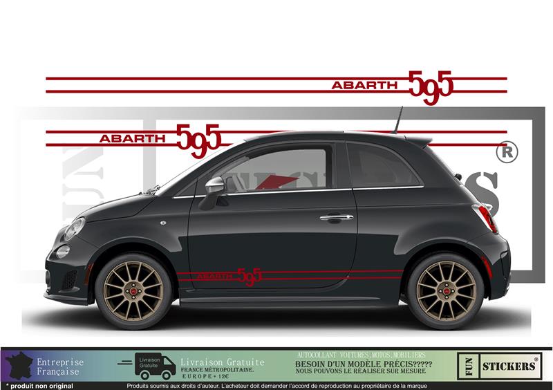 Sticker kit décoration bandes latérales bas de caisse 500  – Compatible toutes Fiat 500