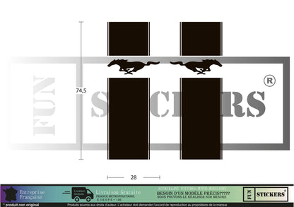 Sticker kit décoration bandes Mustang – Compatible touts modèles Ford