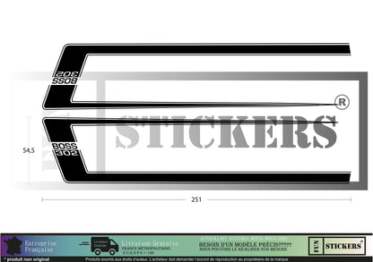 Sticker kit décoration bandes Mustang boss  – Compatible touts modèles Ford