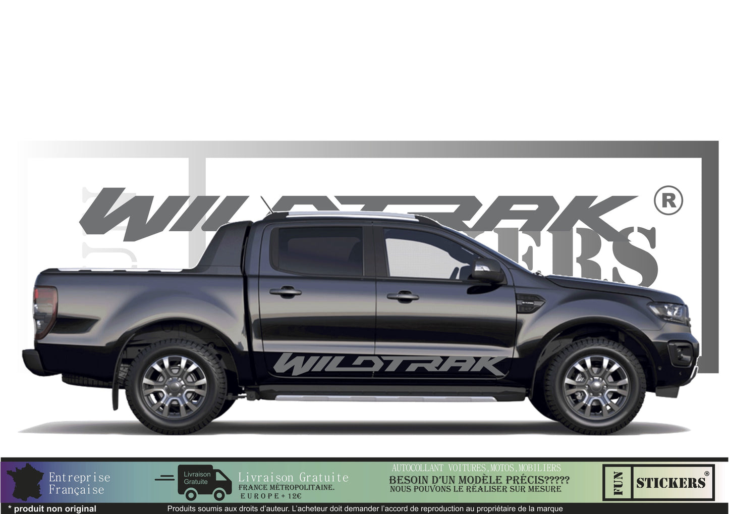 Sticker kit décoration bandes latérales wildtrack  – Compatible touts modèles Ford Ranger