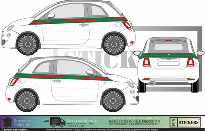 Sticker kit décoration latérales italie 500 – Compatible toutes Fiat 500