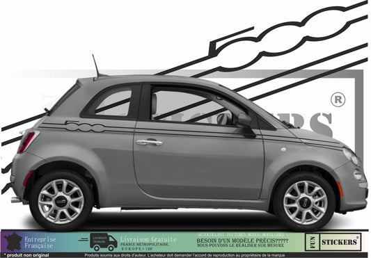 Sticker kit décoration latérales bandes 500 – Compatible toutes Fiat 500