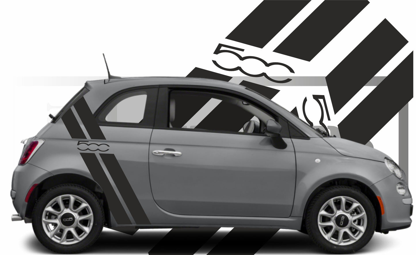 Sticker kit décoration latérales bandes 500 – Compatible toutes Fiat 500