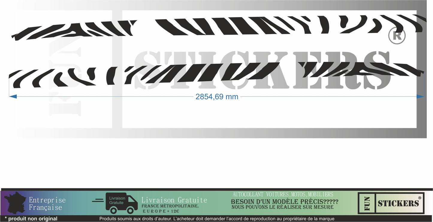Sticker kit décoration latérales bandes zebre 500 – Compatible toutes Fiat 500