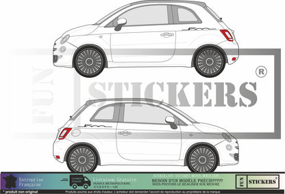 Sticker kit décoration latérales signature 500 – Compatible toutes Fiat 500