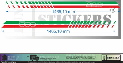 Sticker kit décoration latérales italie 500 – Compatible toutes Fiat 500