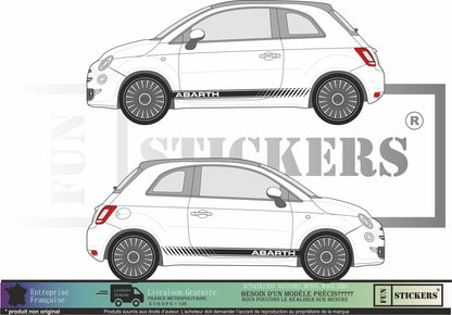 Sticker kit décoration latérales abarth racing 500 – Compatible toutes Fiat 500