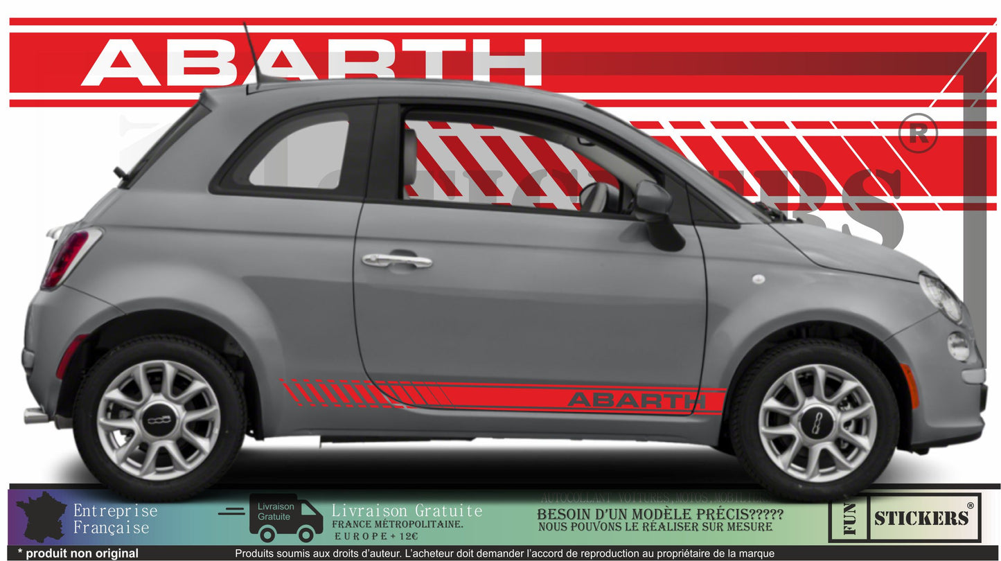 Sticker kit décoration latérales abarth racing 500 – Compatible toutes Fiat 500