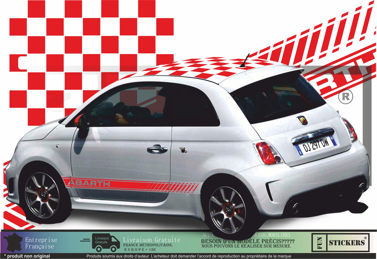 Sticker kit décoration intégral EFFET ABARTH 500 – Compatible toutes Fiat 500