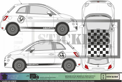 Sticker kit décoration intégral EFFET ABARTH 500  – Compatible toutes Fiat 500