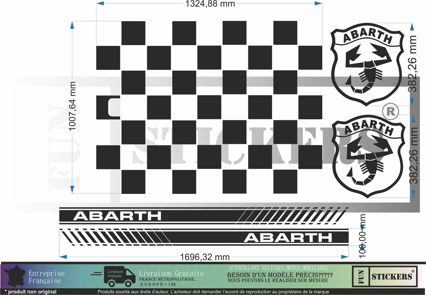 Sticker kit décoration intégral EFFET ABARTH 500  – Compatible toutes Fiat 500