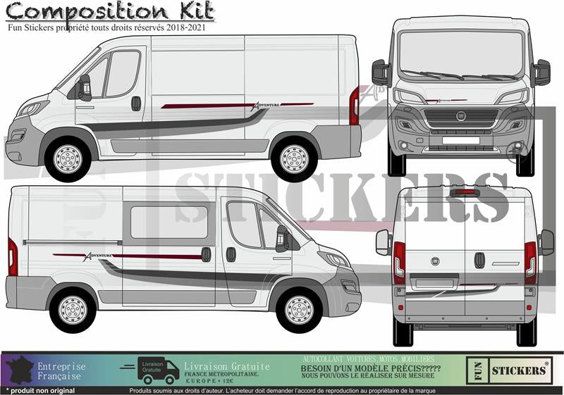 Sticker kit décoration intégral Fiat ducato peugeot boxer Van  – Compatible touts modèles