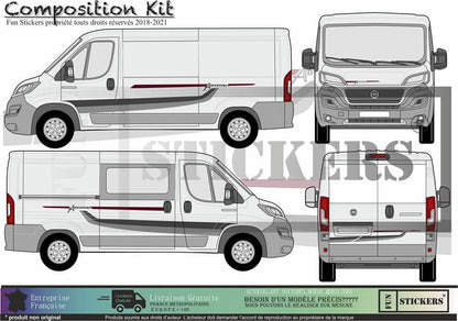 Sticker kit décoration intégral Fiat ducato peugeot boxer Van  – Compatible touts modèles