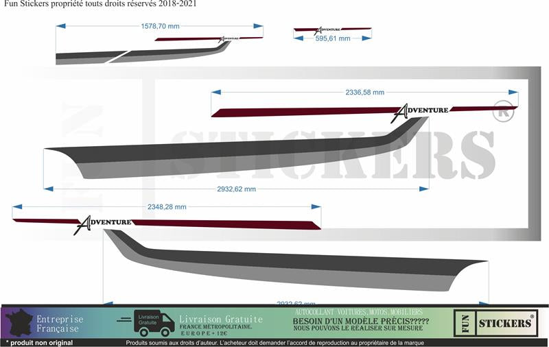 Sticker kit décoration intégral Fiat ducato peugeot boxer Van  – Compatible touts modèles