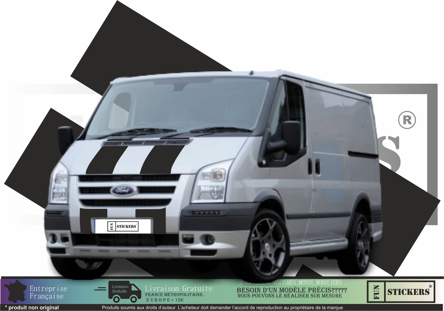 Stickers kit bandes Capot autocollants pour Ford transit sport van