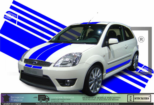 Sticker kit décoration intégral bandes racing – Compatible touts modèles Ford Fiesta focus