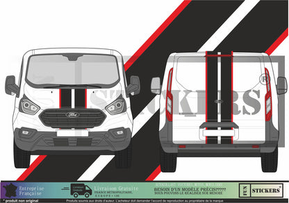 Stickers kit autocollants  bandes capot hayon ford transit compatible