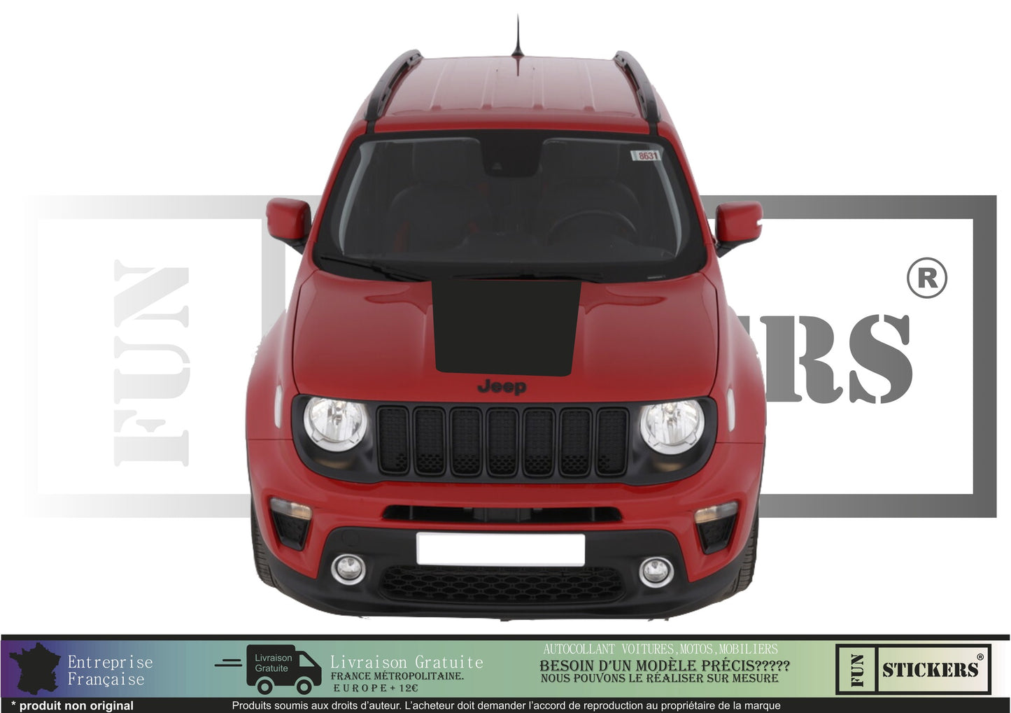 Stickers kit bande autocollant capot pour jeep renegade